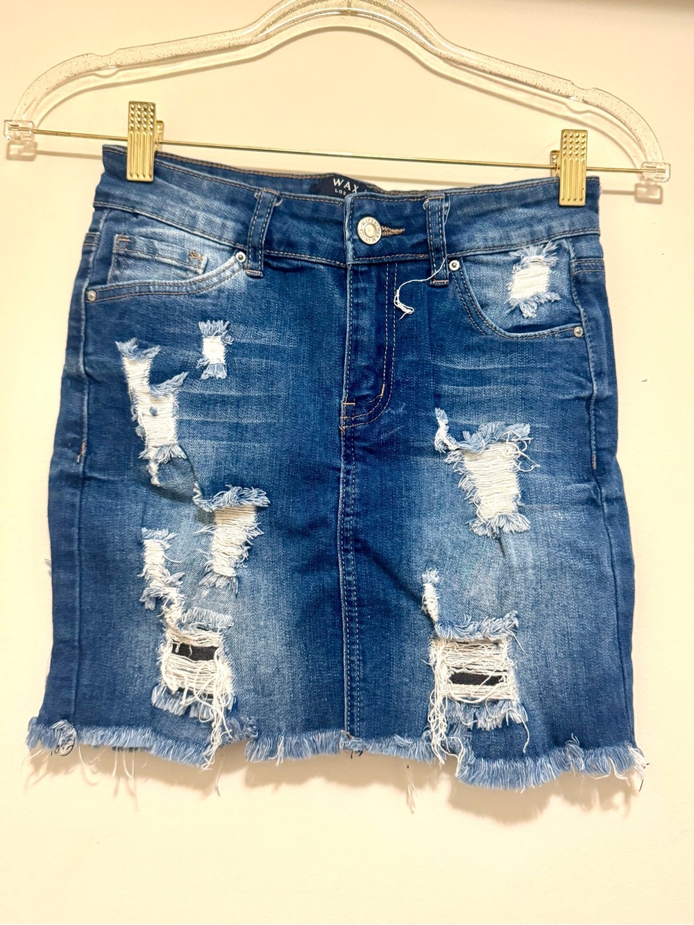 Wax Jean Denim Blue Mini Skirt